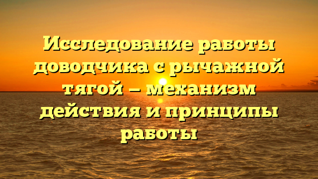 Исследование работы доводчика с рычажной тягой — механизм действия и принципы работы