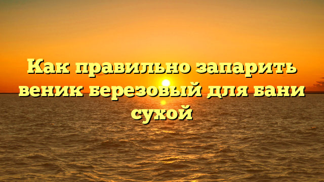 Как правильно запарить веник березовый для бани сухой