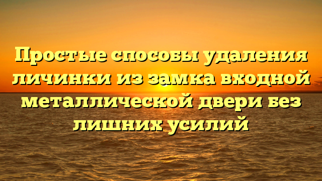 Простые способы удаления личинки из замка входной металлической двери без лишних усилий